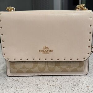 Coach Cream and Tan Crossbody Bag